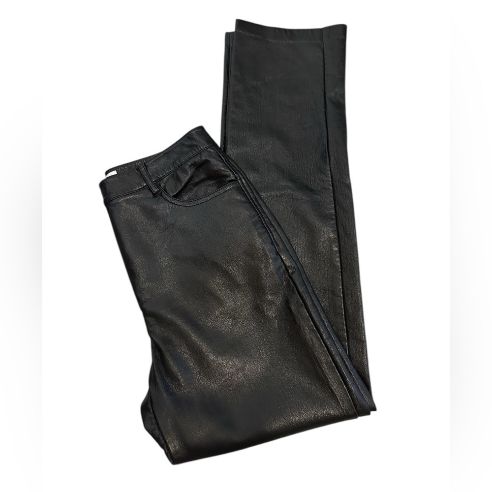 Aritzia Wilfred Black Vegan Faux Leather Straight Leg Pants High Waisted Size 4
